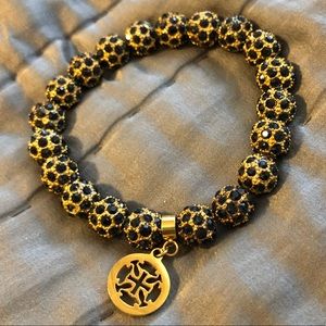 Blue and gold beaded bracelet